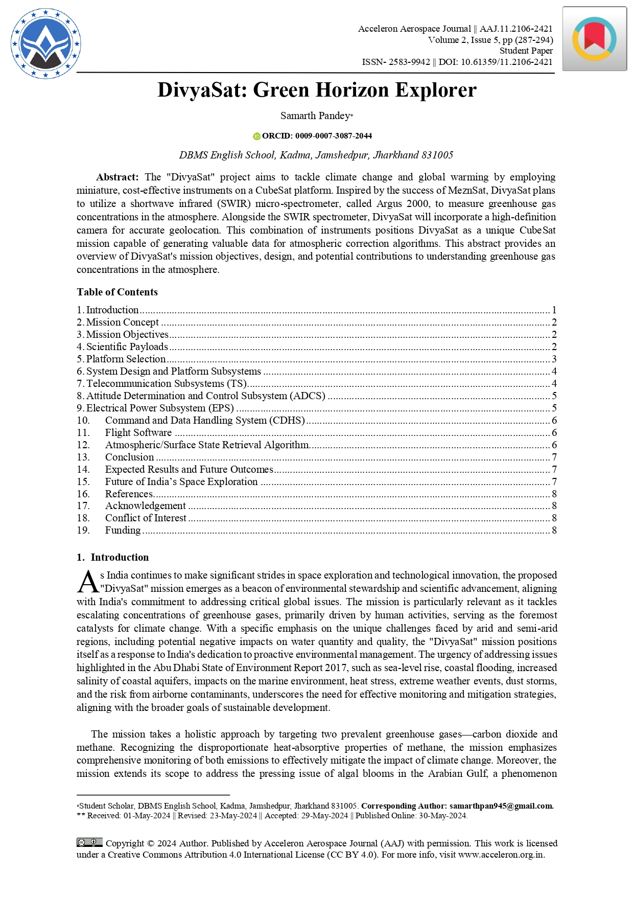 DivyaSat: Green Horizon Explorer paper